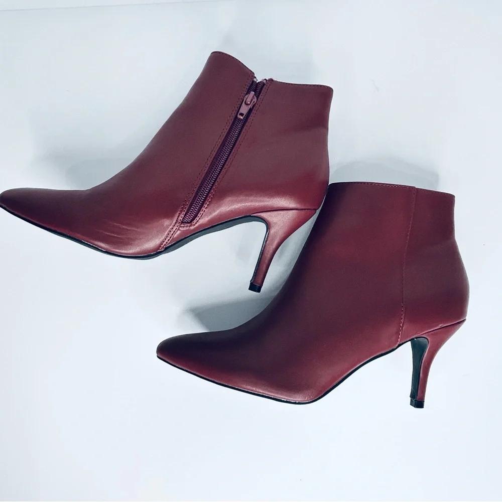 Perphy Women's Pointed Toe Side Zipper Stiletto Heel Ankle Booties